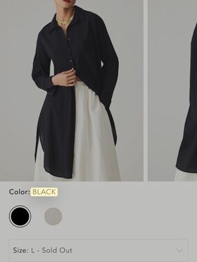 Maeve Black Longline Button Down Shirt